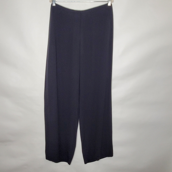 Eileen Fisher Silk Georgette Crepe Luxe Trousers Size XL Black Zip Fly Pants NEW - Picture 1 of 14
